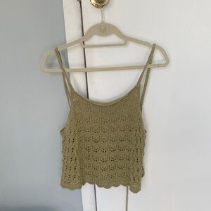American Eagle Olive Crochet Tank
